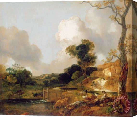 Thomas Gainsborough Landscape with Stream and Weir Stretched Canvas Painting / Canvas Art