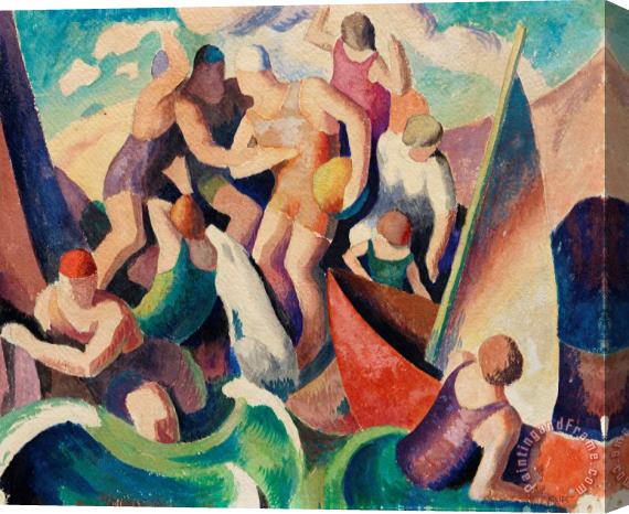 Thomas Hart Benton Study for 'people of Chilmark' a Double Sided Work Stretched Canvas Print / Canvas Art