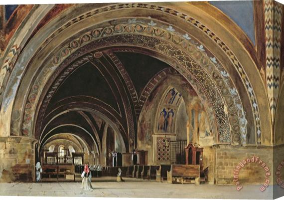 Thomas Hartley Cromek The Interior of the Lower Basilica of St. Francis of Assisi Stretched Canvas Print / Canvas Art