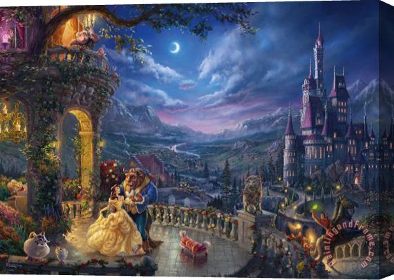 Thomas Kinkade Beauty and the Beast Dancing in the Moonlight Stretched Canvas Painting / Canvas Art