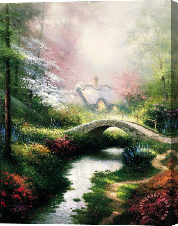 Thomas Kinkade Brookside Hideaway Stretched Canvas Painting / Canvas Art