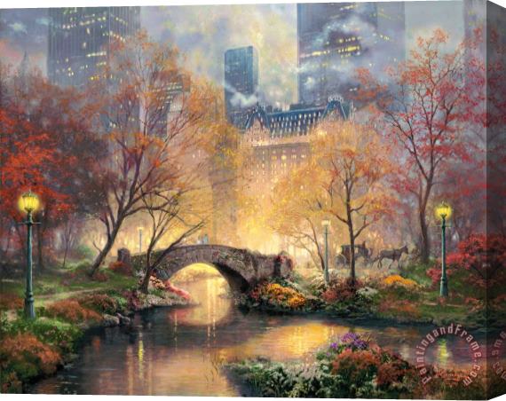 Thomas Kinkade Central Park in The Fall Stretched Canvas Painting / Canvas Art