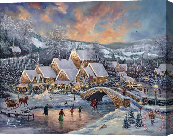 Thomas Kinkade Christmas at Lamplight Village Stretched Canvas Print / Canvas Art