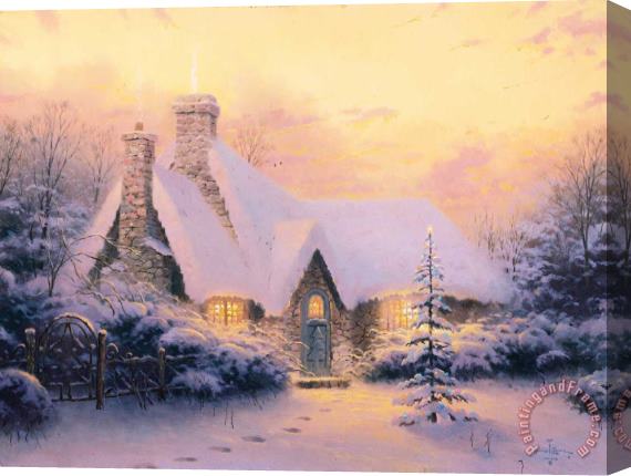 Thomas Kinkade Christmas Tree Cottage Stretched Canvas Print / Canvas Art