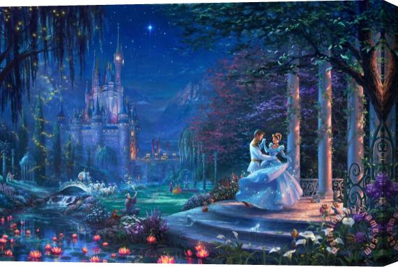 Thomas Kinkade Dancing in The Starlight Cinderella Stretched Canvas Painting / Canvas Art