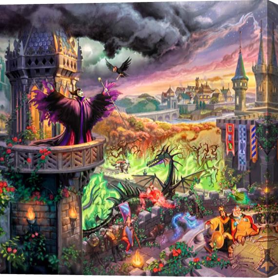 Thomas Kinkade Disney Maleficent Stretched Canvas Painting / Canvas Art