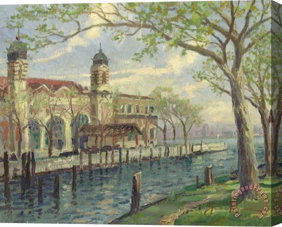 Thomas Kinkade Ellis Island Stretched Canvas Painting / Canvas Art