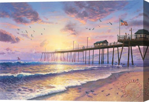 Thomas Kinkade Footprints in The Sand Stretched Canvas Painting / Canvas Art