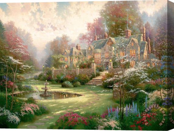 Thomas Kinkade Gardens Beyond Spring Gate Stretched Canvas Painting / Canvas Art