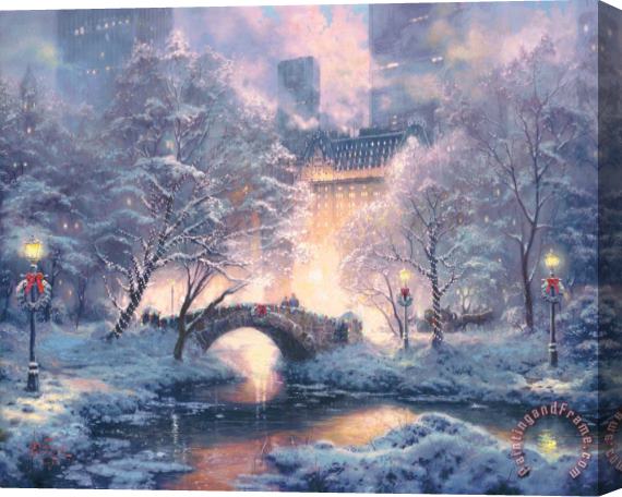 Thomas Kinkade Holiday at Central Park Stretched Canvas Painting / Canvas Art