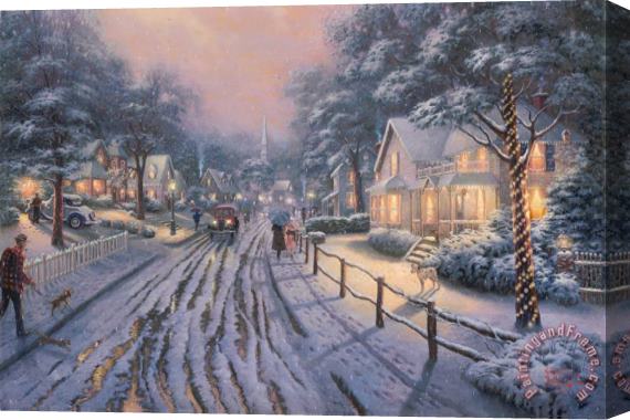 Thomas Kinkade Hometown Christmas Memories Stretched Canvas Print / Canvas Art