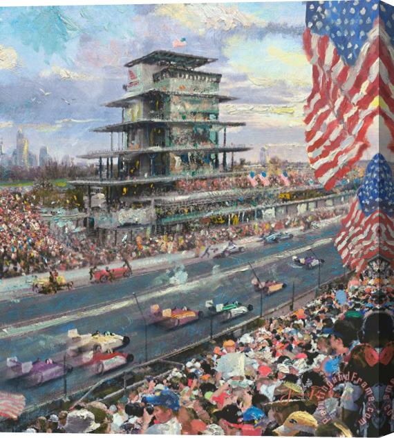 Thomas Kinkade Indianapolis Motor Speedway, 100th Anniversary Study Stretched Canvas Painting / Canvas Art