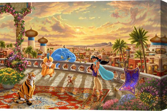 Thomas Kinkade Jasmine Dancing in The Desert Sun Stretched Canvas Painting / Canvas Art