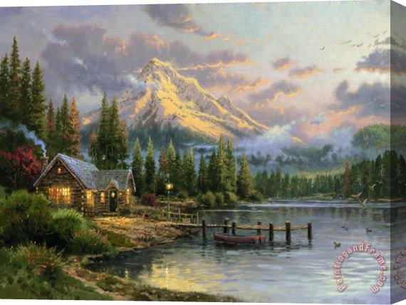 Thomas Kinkade Lakeside Hideaway Stretched Canvas Print / Canvas Art