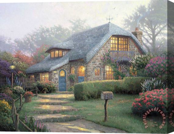 Thomas Kinkade Lilac Cottage Stretched Canvas Painting / Canvas Art