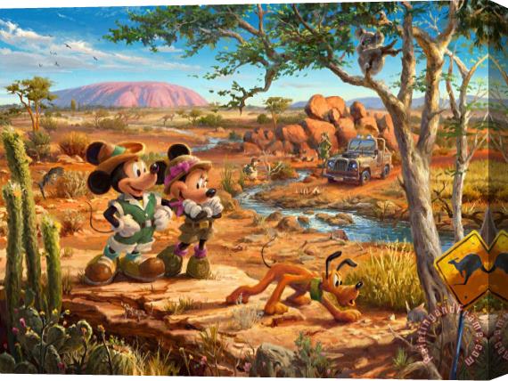 Thomas Kinkade Mickey And Minnie in The Outback Stretched Canvas Print / Canvas Art