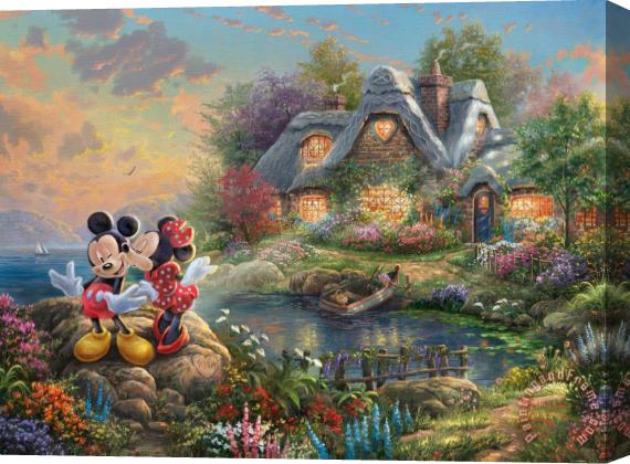 Thomas Kinkade Mickey & Minnie Stretched Canvas Painting / Canvas Art