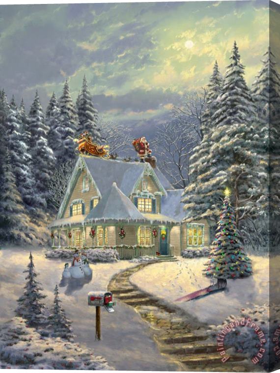 Thomas Kinkade Midnight Delivery Stretched Canvas Painting / Canvas Art