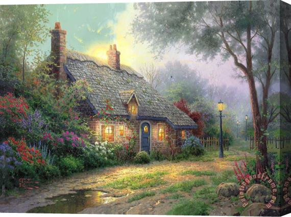 Thomas Kinkade Moonlight Cottage Stretched Canvas Painting / Canvas Art