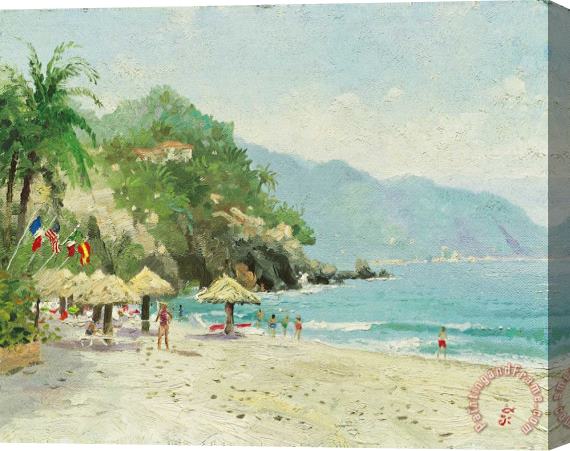 Thomas Kinkade Puerto Vallarta Beach Stretched Canvas Print / Canvas Art