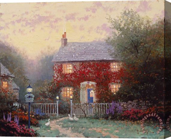 Thomas Kinkade Pye Corner Cottage Stretched Canvas Print / Canvas Art