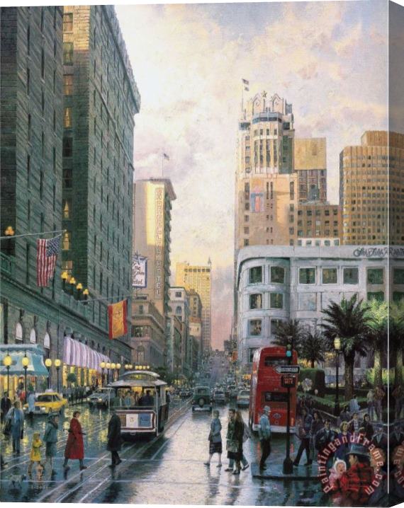 Thomas Kinkade San Francisco, Late Afternoon at Union Square Stretched Canvas Print / Canvas Art