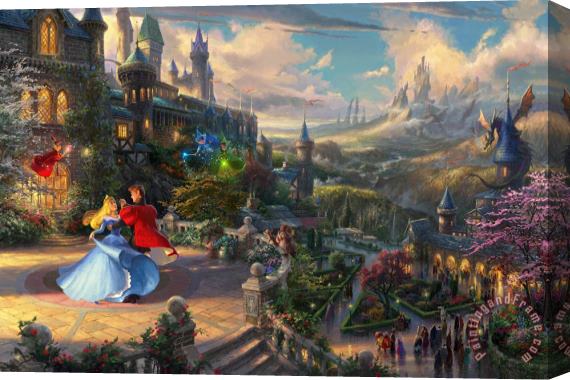 Thomas Kinkade Sleeping Beauty Dancing in The Enchanted Light Stretched Canvas Print / Canvas Art
