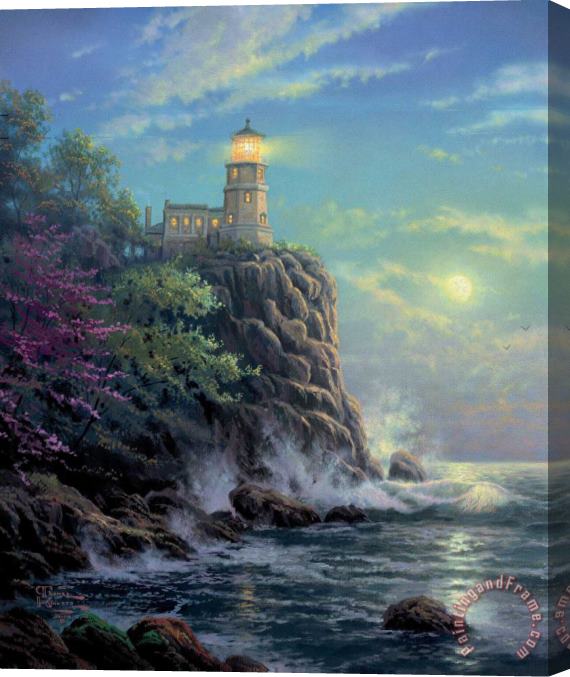 Thomas Kinkade Split Rock Light Stretched Canvas Painting / Canvas Art