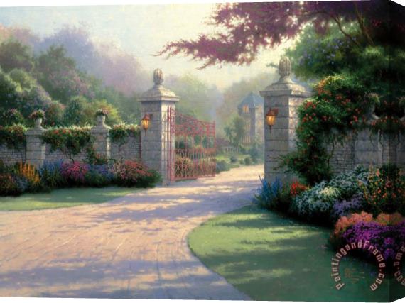 Thomas Kinkade Summer Gate Stretched Canvas Painting / Canvas Art