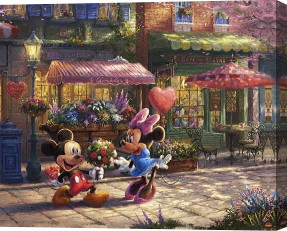 Thomas Kinkade Sweetheart Cafe Vingette Stretched Canvas Painting / Canvas Art