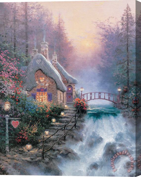 Thomas Kinkade Sweetheart Cottage Ii Stretched Canvas Print / Canvas Art