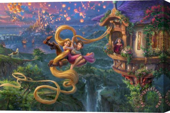 Thomas Kinkade Tangled Up in Love Stretched Canvas Print / Canvas Art