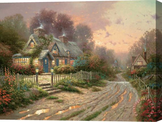Thomas Kinkade Teacup Cottage Stretched Canvas Print / Canvas Art