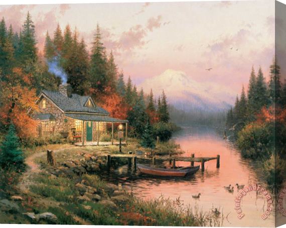 Thomas Kinkade The End of a Perfect Day Stretched Canvas Print / Canvas Art