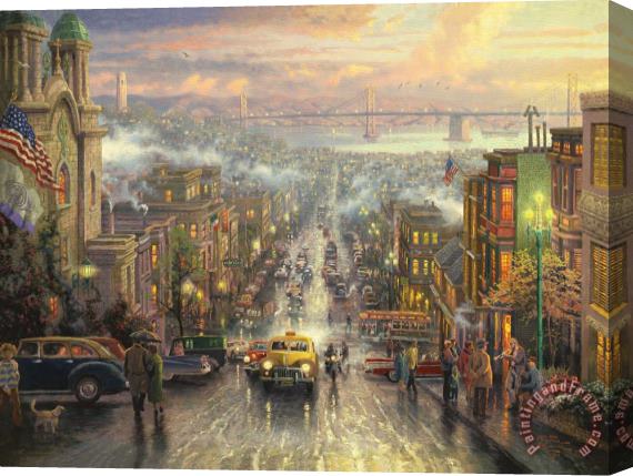 Thomas Kinkade The Heart of San Francisco Stretched Canvas Painting / Canvas Art