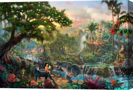 Thomas Kinkade The Jungle Book Stretched Canvas Print / Canvas Art