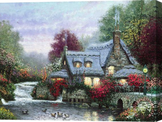 Thomas Kinkade The Miller's Cottage, Thomashire Stretched Canvas Painting / Canvas Art