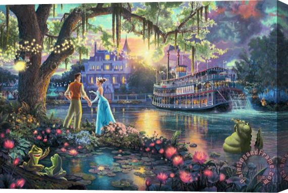 Thomas Kinkade The Princess And The Frog Stretched Canvas Print / Canvas Art