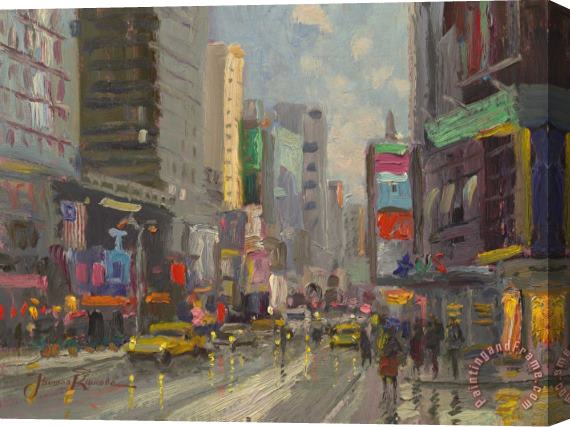 Thomas Kinkade Time Square Stretched Canvas Print / Canvas Art