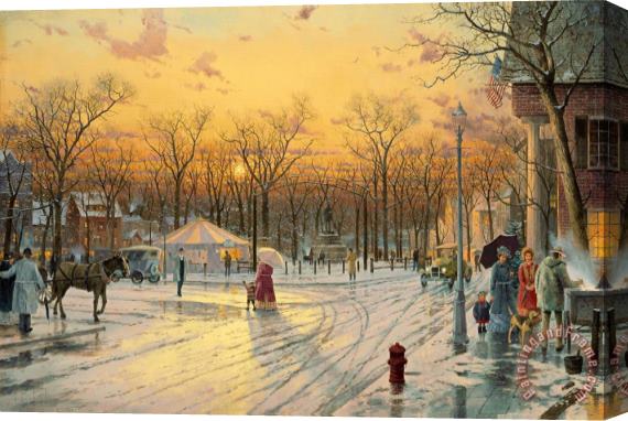 Thomas Kinkade Town Square Stretched Canvas Painting / Canvas Art