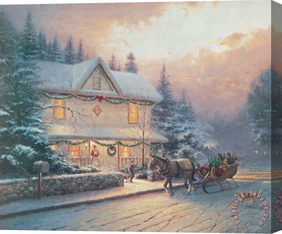Thomas Kinkade Victorian Christmas Iv Stretched Canvas Painting / Canvas Art