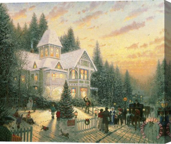 Thomas Kinkade Victorian Christmas Stretched Canvas Painting / Canvas Art