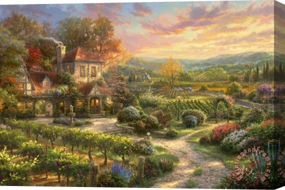 Thomas Kinkade Wine Country Living Stretched Canvas Painting / Canvas Art