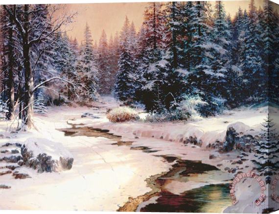 Thomas Kinkade Winter's End Stretched Canvas Print / Canvas Art