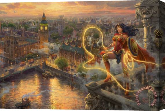 Thomas Kinkade Wonder Woman - Lasso of Truth Stretched Canvas Print / Canvas Art