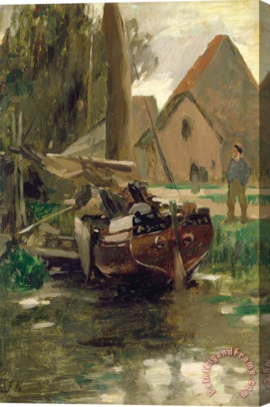 Thomas Ludwig Herbst Small Harbor with a Boat Stretched Canvas Painting / Canvas Art
