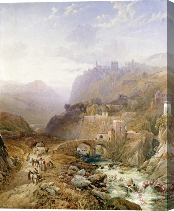 Thomas Miles Richardson Figures on The Road Below Fort Leon, Sicily Stretched Canvas Print / Canvas Art