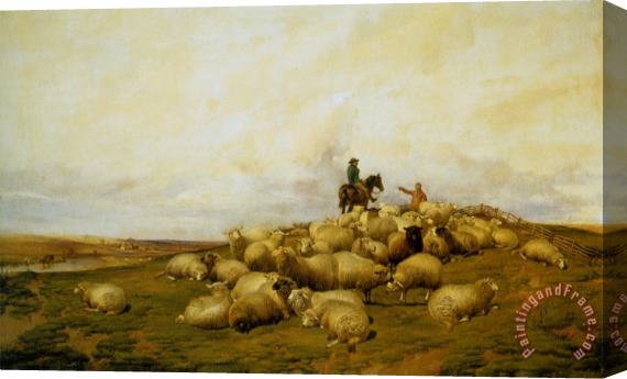 Thomas Sidney Cooper A Shepherd with His Flock Stretched Canvas Painting / Canvas Art