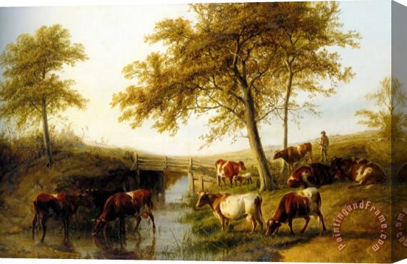 Thomas Sidney Cooper Cattle Resting by a Brook Stretched Canvas Print / Canvas Art