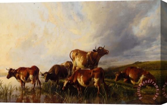 Thomas Sidney Cooper Cattle Wattering Stretched Canvas Painting / Canvas Art